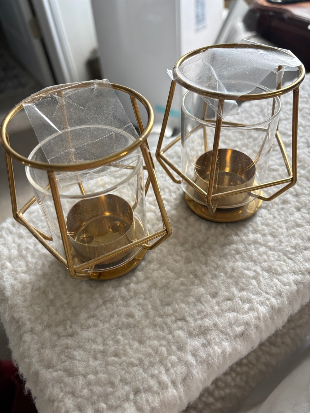 IKEA Gold Metal & Glass Votive Candle Holders - Set of 2
